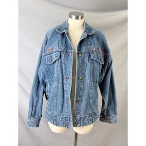 Vintage TOGETHER! Southwestern Embroidered Denim Jacket Medium Wash Trucker L